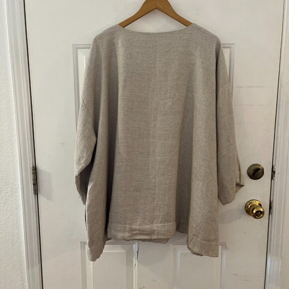 Elieen Fisher Woman Plus-Size Beige Silver Twinkle Linen EveningJacket/Blazer 3x - Picture 5 of 14